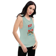 Load image into Gallery viewer, Keep Calm Crab On Ladies’ Muscle Tank