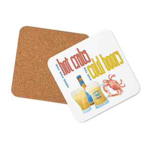 Here for the crabs & beer cork coaster