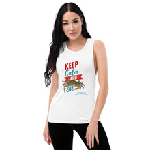 Load image into Gallery viewer, Keep Calm Crab On Ladies’ Muscle Tank
