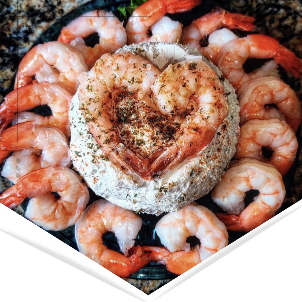 Valentine's Steamed Shrimp & Shrimp Cheese Ball tray